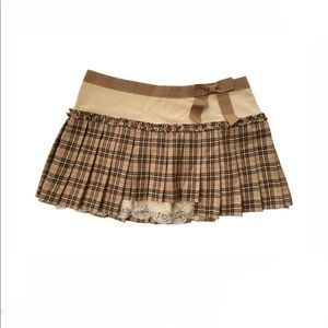 Dolce & Gabbana Y2K Brown Silk Layered Mini Skirt